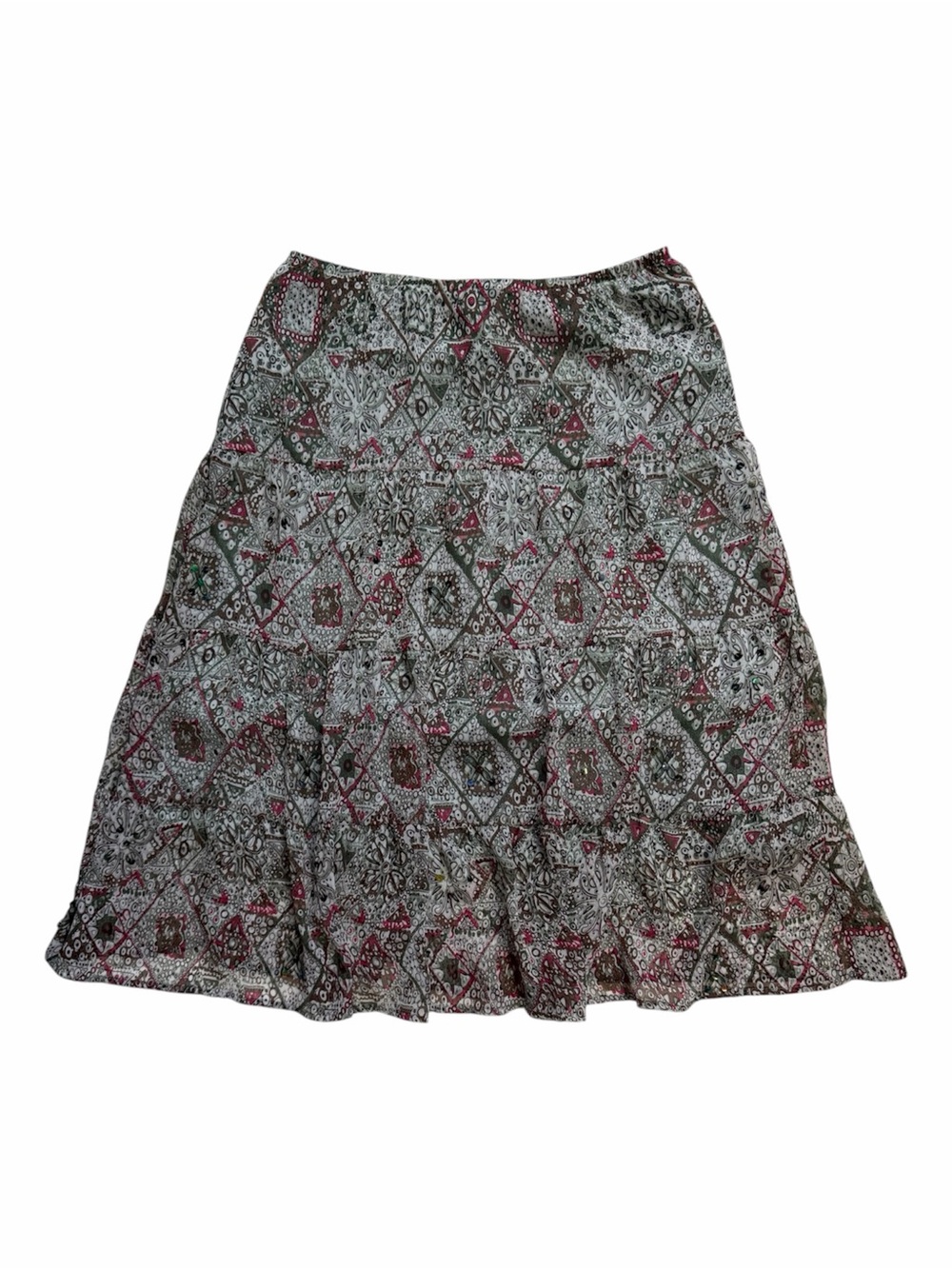 Reitmans Green and Pink Midi Skirt